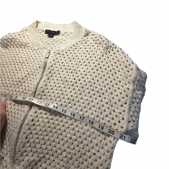 Sanctuary Cream Open-Knit Bomber Style Full Zip Cardigan Sz Small - Picture 9 of 12